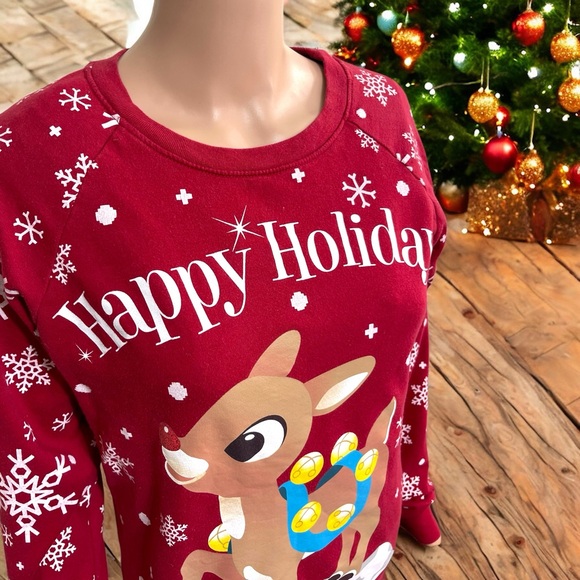 Rudolph Women’s Rudolph the Red-Nosed Reindeer Happy Holiday Sweatshirt - Picture 3 of 16